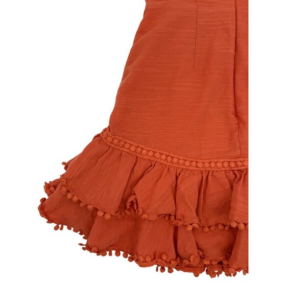 Selfie Leslie Orange Layered Crochet Ruffle Trim Cotton Mini Dress Party Dress - Picture 13 of 16